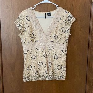 Cream and black patterned top